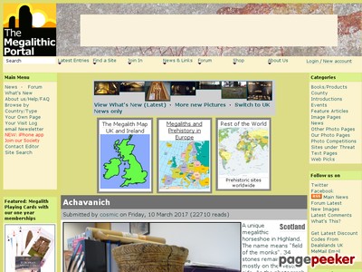 World-wide Ancient Site Database, Photos and Prehistoric Archaeology News with geolocation  : The Megalithic Portal and Megalith Map: